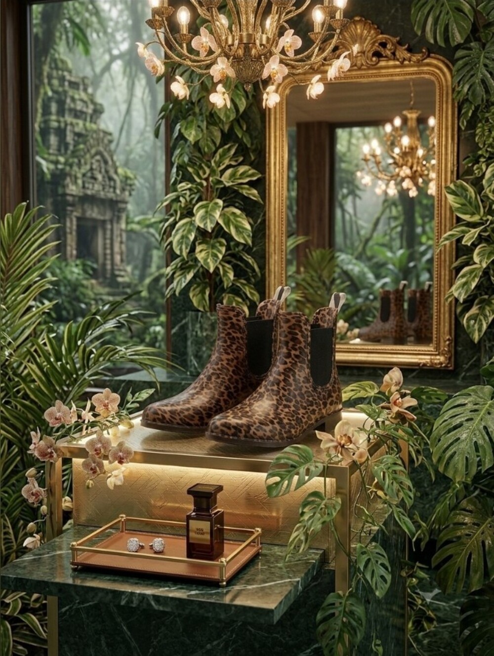 Leopard Print Chelsea Rain Boots - Women